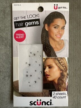 scunci Crystal Hair Gems Adhesive Jewel Accents NWT
